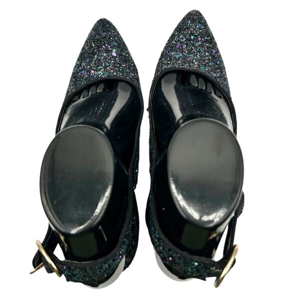 Shelly's London‎ Women's Chester Slingback Glitter Block Heel Pumps Size 6.5 - Picture 7 of 15